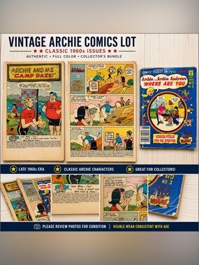 Vintage Archie Comics Lot 1960s Archie & Me Camp Daze + Where Are You DigestNo.3